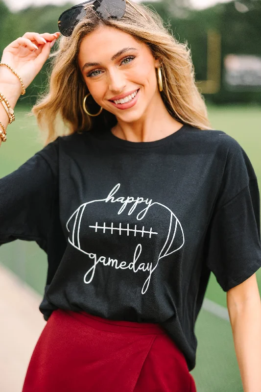 Happy Gameday Black Graphic Tee