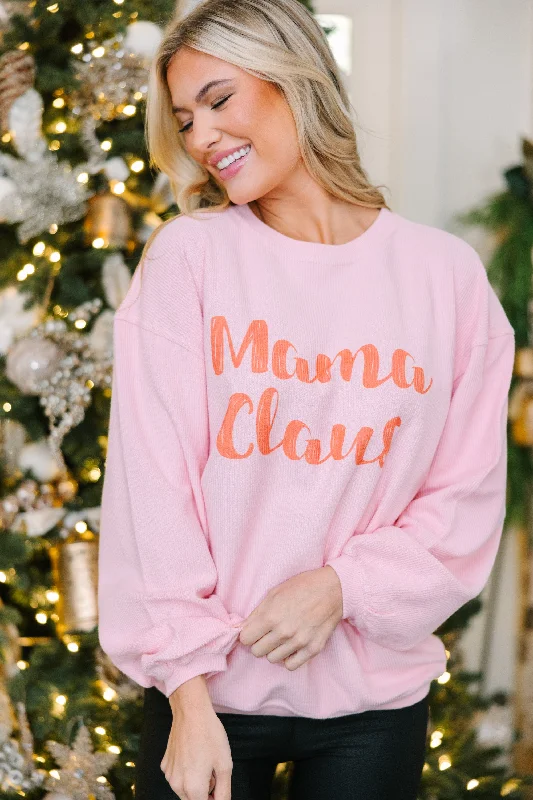 Mama Claus Pink Graphic Corded Sweatshirt