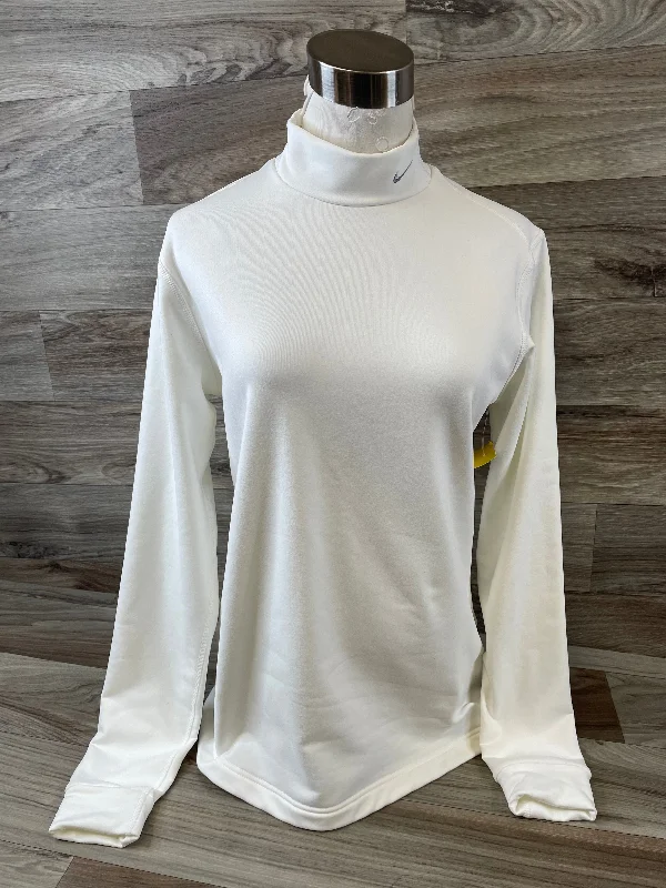 Athletic Top Long Sleeve Collar By Nike Apparel In White, Size: Xl