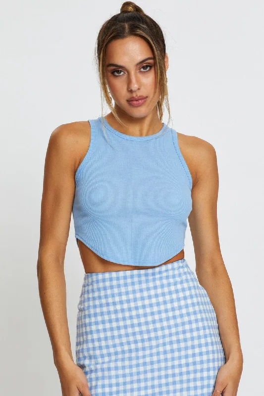 Blue Crop Top Sleeveless