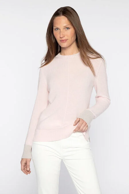 Kinross Cashmere Contrast Trim Rib Crew