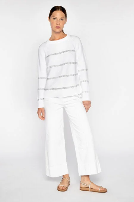 Kinross Cashmere Crystal Stripe Crew