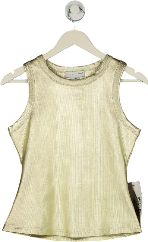 Never Fully Dressed Gold Ribbed Tank Top UK M