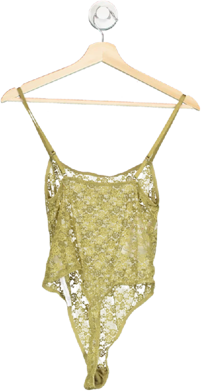 Anthropologie Out From Under Olive Green Lace Bodysuit S