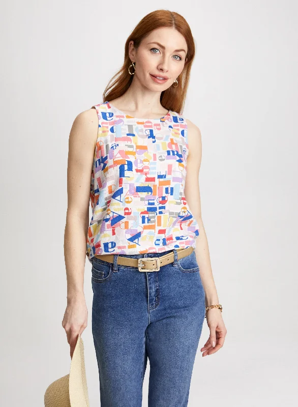 Sleeveless Letter Print Blouse