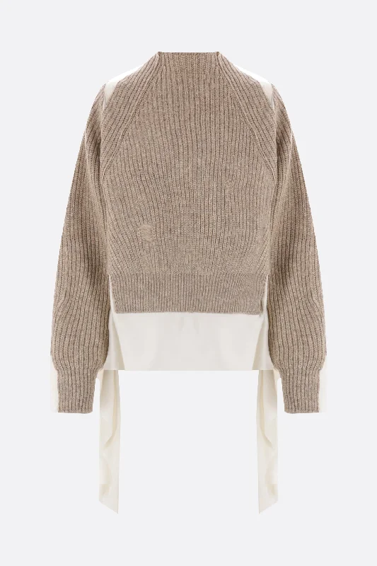 wool and satin destructured sweater