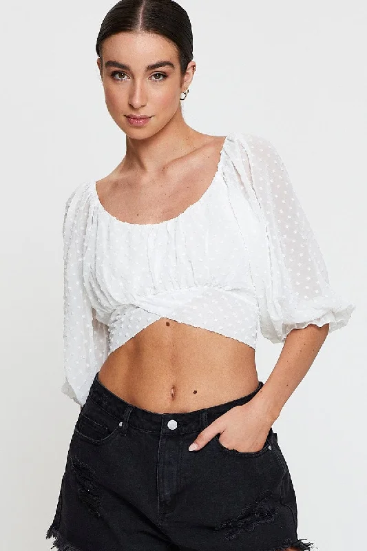 White Crop Top Long Sleeve