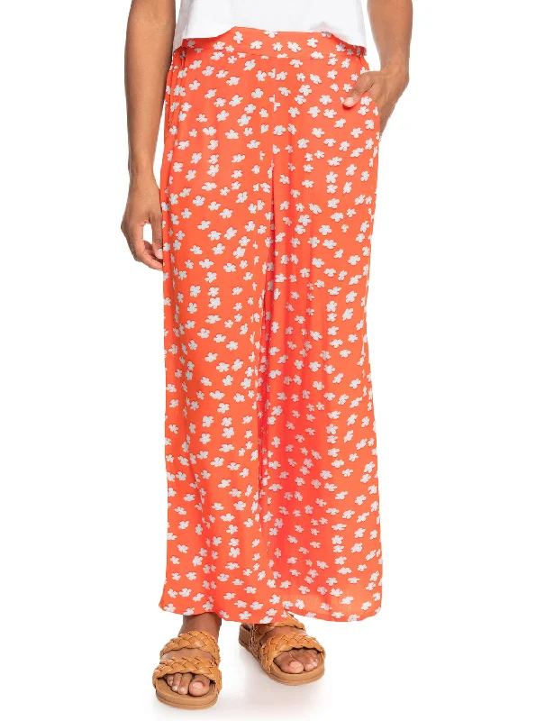 Midnight New Avenue Wide Leg Trousers - Tiger Lily Flower Rain