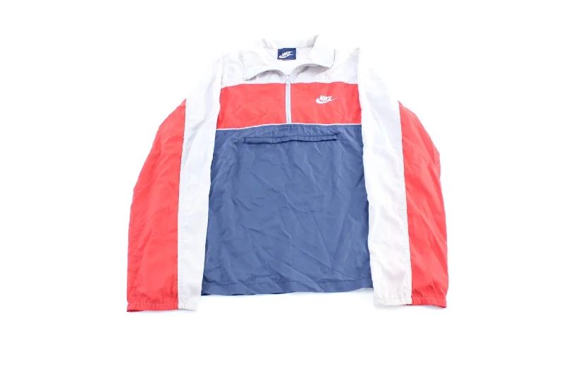 80's Nike Embroidered Logo Red, Blue, & Grey Pullover Jacket