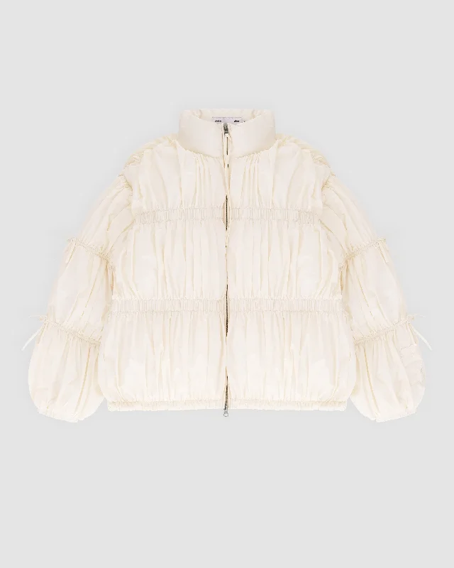 IVORY PLEATED DUVET PUFFER