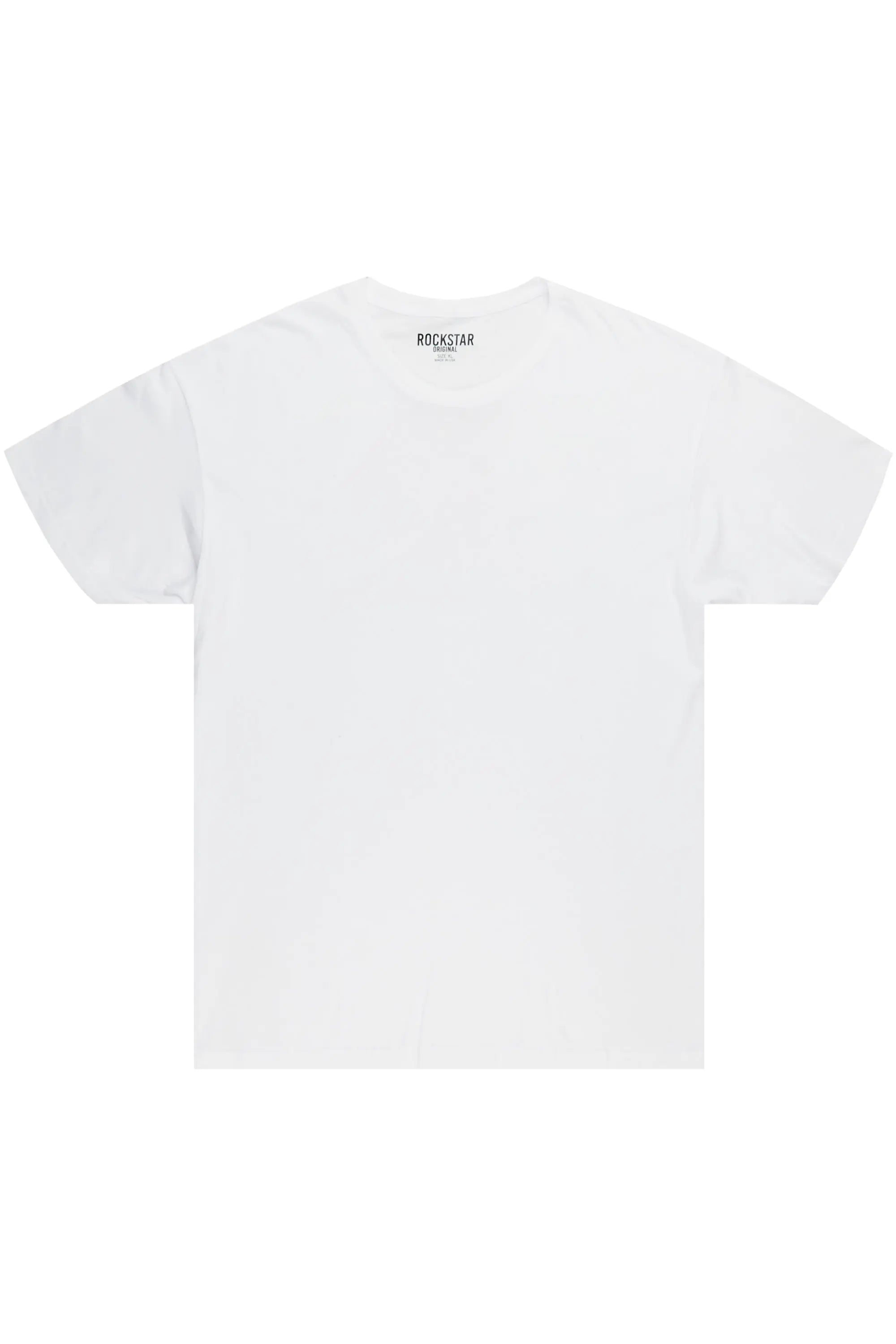 Basic White Rockstar Plain T-Shirt