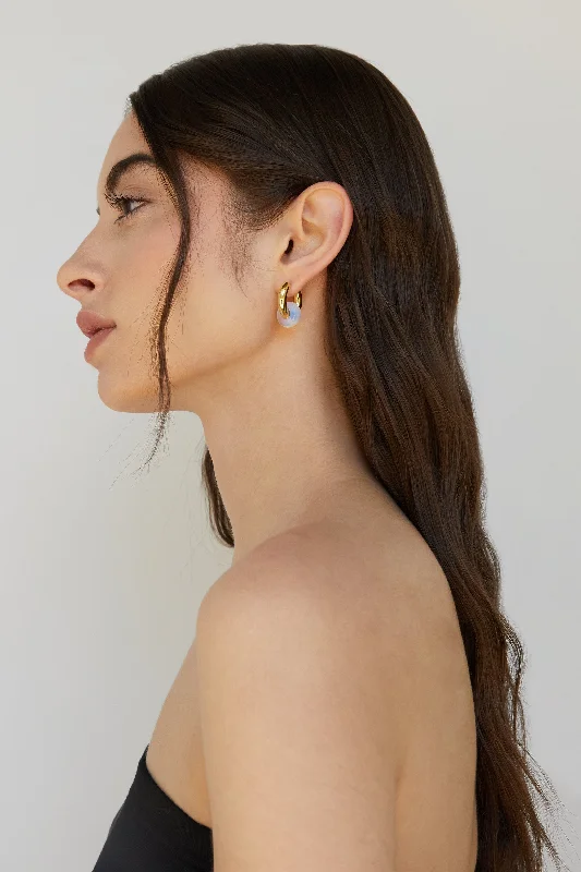 THICK HOOPS WITH WHITE STONE