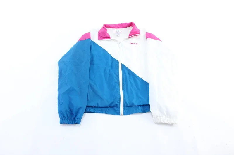 Women's 90's Reebok Embroidered Logo Aqua, Pink, & White Zip Up Jacket