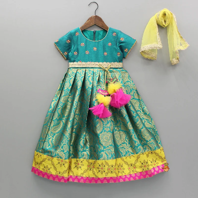 Gorgeous Brocade Anarkali And Yellow Dupatta