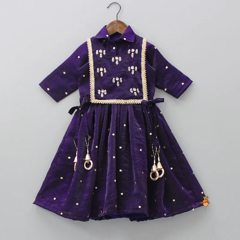 Purple Embroidered Kurti And Top