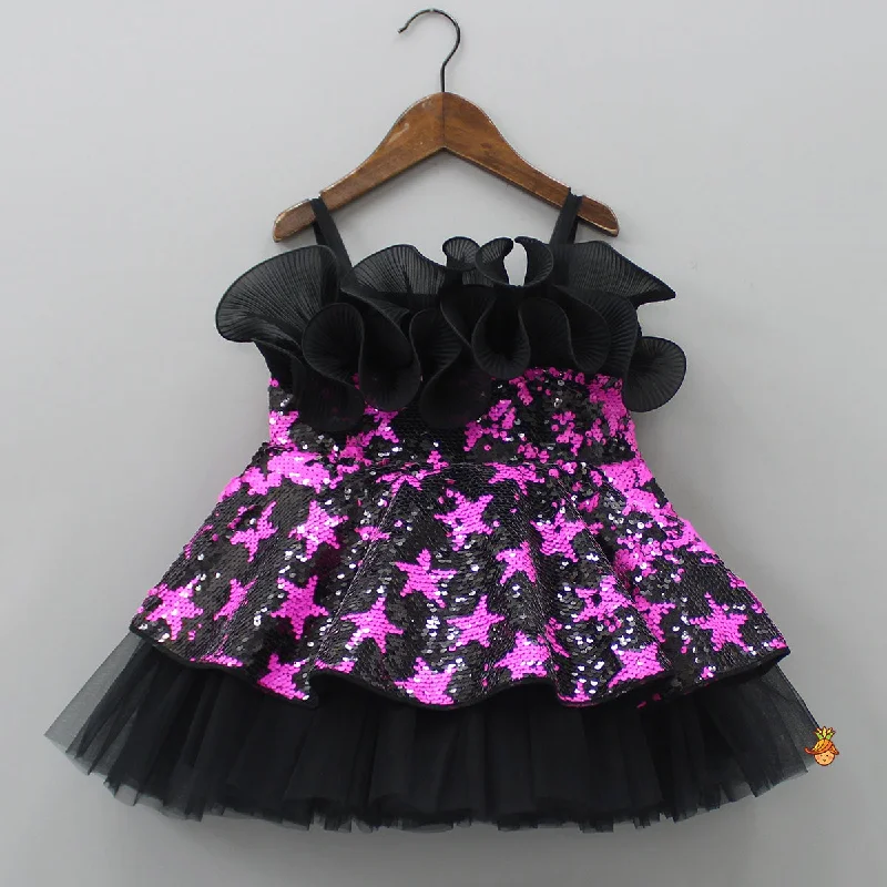 Reversible Sequins Ruffle Dress