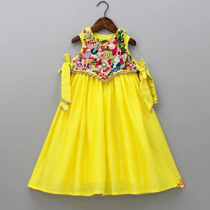 Yellow Kurti With Embroidered Top