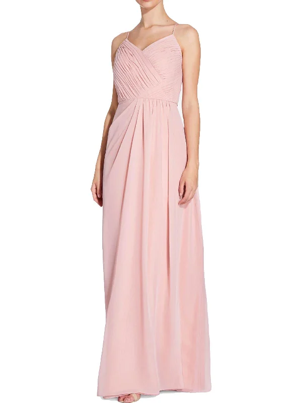 Camille Womens Pleated Prom Evening Dress