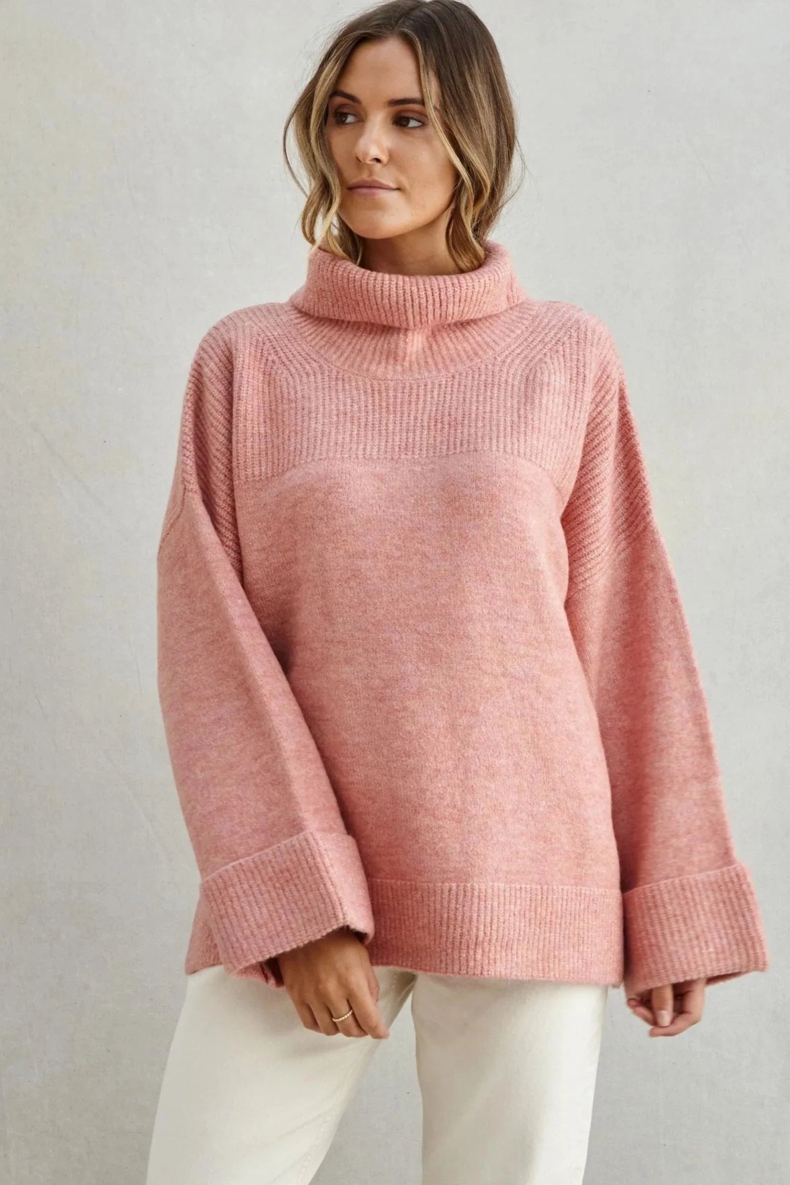 CHARLI VANESSA HIGH NECK SWEATER IN CORAL