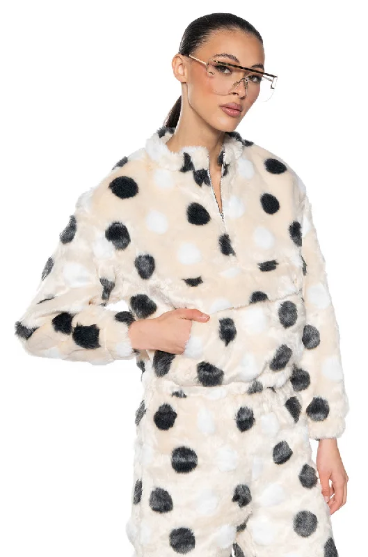 DOTTY FAUX FUR OVERSIZED PULLOVER