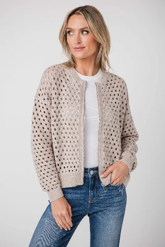 Elan Crochet Zip Up Cardigan