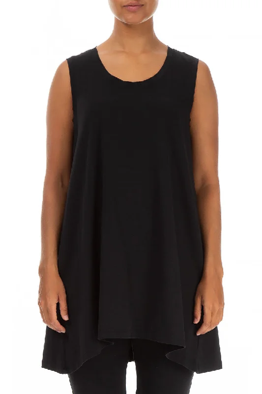 Sleeveless Black Cotton Tunic