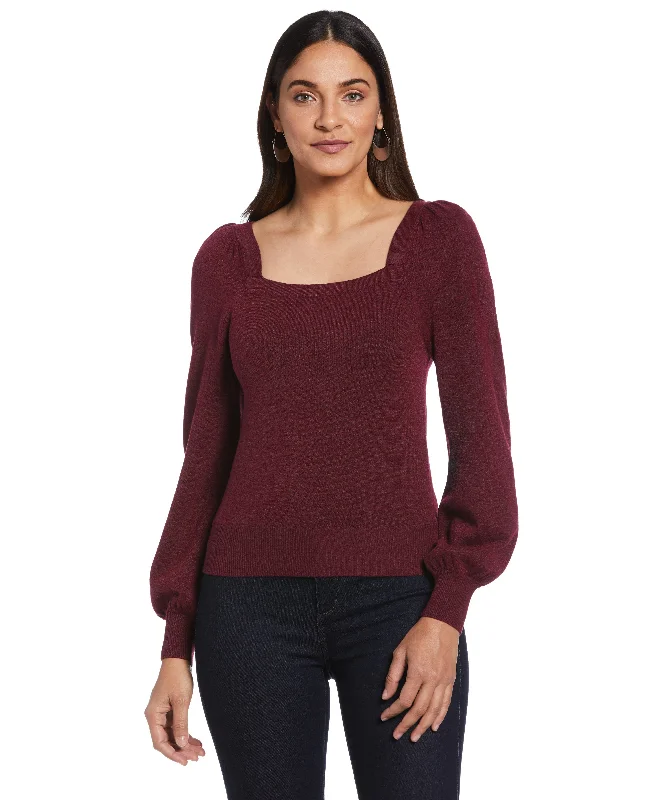 Square Neck Puff Sleeve Sweater